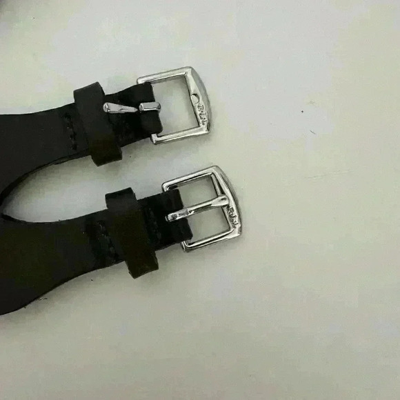 RALPH LAUREN Dark Brown leather silver metal Buckles belt size Large Tri Braided main image 7